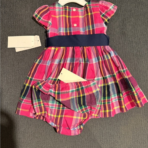 NWT Polo Ralph Lauren Baby Girl's Pink Plaid Dress Sz 6M - Picture 4 of 8